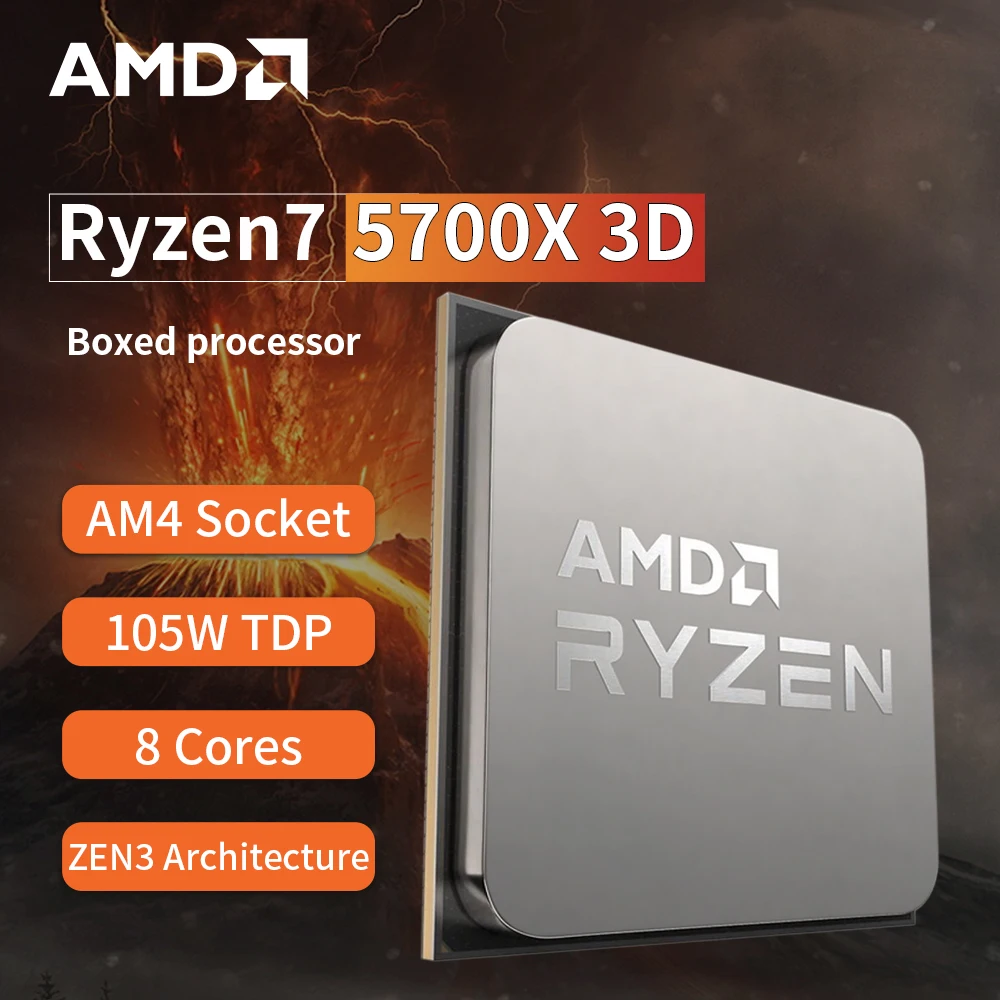 Processeur AMD Ryzen 7 5700X3D Socket AM4 (4,1Ghz) (Sans iGPU)