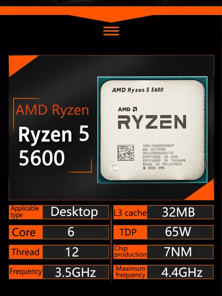 Ryzen 5 5600 Socket AM4 (3,5Ghz) (Sans iGPU)