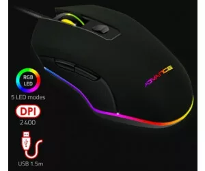 Advance GTA 210 Mouse - Souris gamer - USB - droitier - capteur optique 2400 dpi - 6 boutons - rétroéclairage RGB