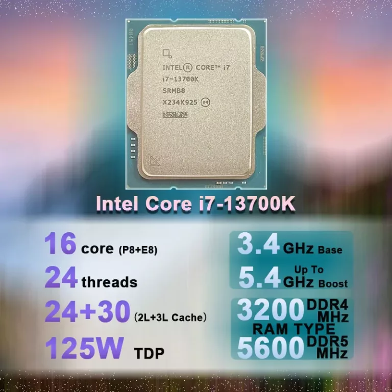 Intel Core i7-13700K (3.4 GHz / 5.4 GHz) 16-Core / 24-Threads Socket 1700 - Intel UHD Graphics 770 (version boîte sans ventilateur )