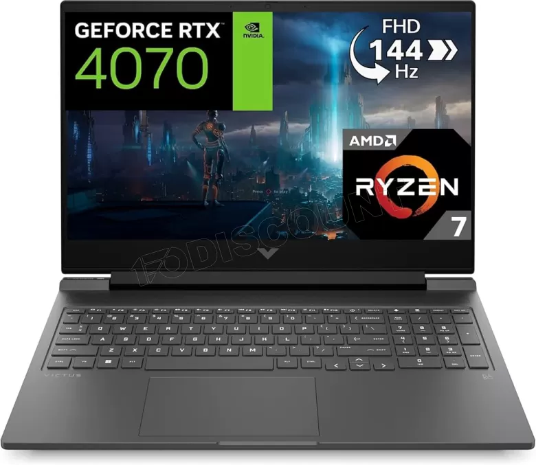 Victus Gaming Laptop 16 Windows 11 Famille 16.1" AMD Ryzen™ 7 16Go RAM 512Go Disque SSD NVIDIA® GeForce RTX™ 4070 FHD Argent mica