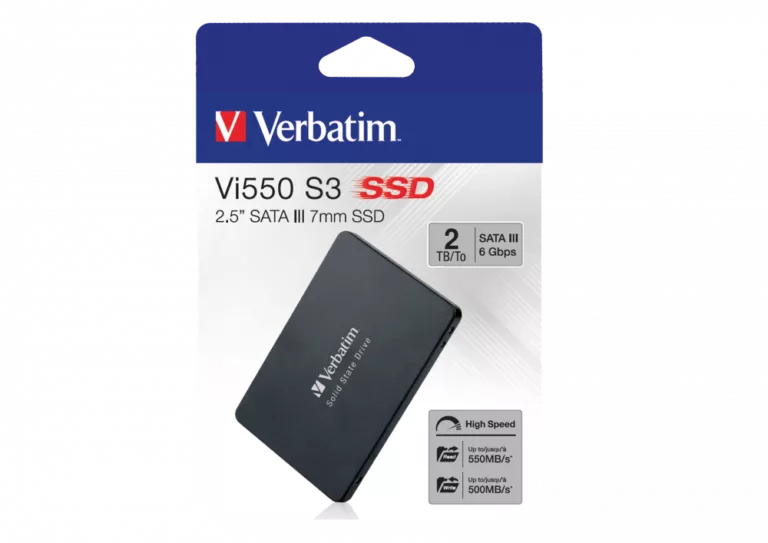 VERBATIM Vi550 S3 SSD - SSD interne 2To - Solid State Drive - 2.5'' interface SATA III - disque dur interne SSD technologie 3D NAND - SSD 2000Go haute performance - 550MB/s